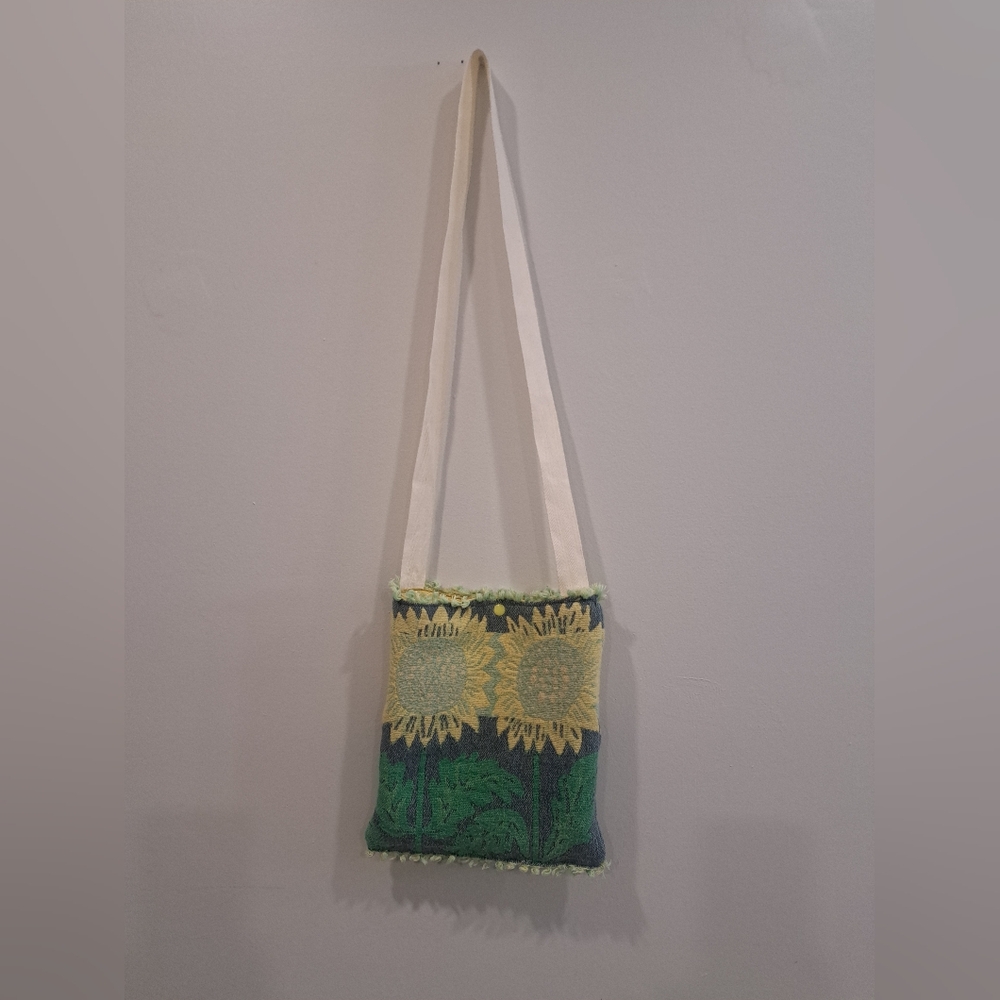 Upcycled/handmade Sunflower Tapestry Crossbody Bag